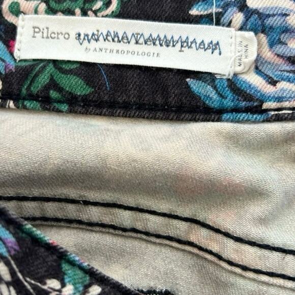 Pilcro Anthropologie Mid-Rise Skinny Jeans 31 Floral - Picture 5 of 7